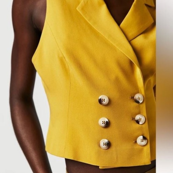 Free People Tops - Free People Gabbie Vest Mustard Yellow Size NWOT